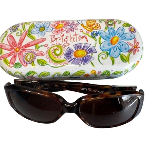 Brighton Crystal Voyage Tortoise Shell Sunglasses With Floral Case - Picture 5 of 12